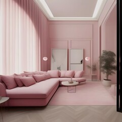 modern living room interior pink sofa