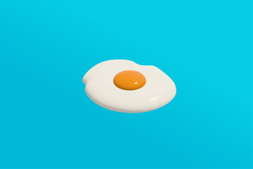 3D Fried egg on a blue background. Vector Illustration.
