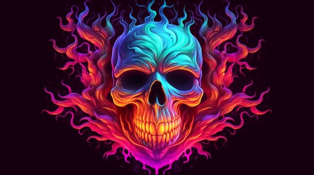 colorful psychedelic horror fantasy logo.Generative AI