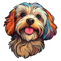 Colorful cute dog sticker, Dog clipart, Dog Lover design, Vector illustration