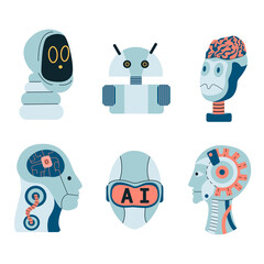 Humanoid robots with a brain. Chatbot and digital cyborg, - 656611174