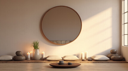 A serene meditation corner UHD wallpaper Stock Photographic Image