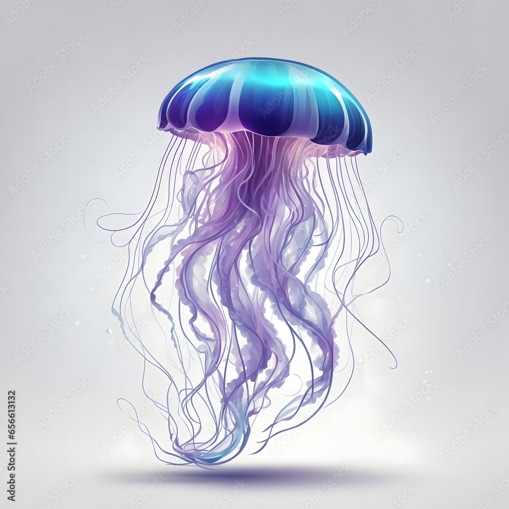 Wall mural Jellyfish illustration Ai Generative