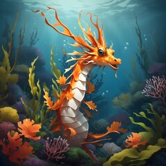 Leafy sea dragon illustration Ai Generative