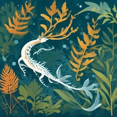 Leafy sea dragon illustration Ai Generative