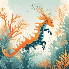 Leafy sea dragon illustration Ai Generative