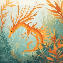 Leafy sea dragon illustration Ai Generative