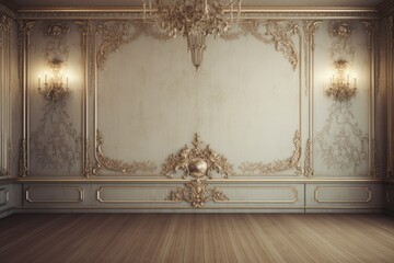 empty interior room in elegant baroque style.  - obrazy, fototapety, plakaty