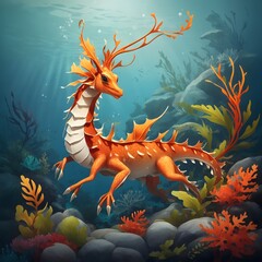 Leafy sea dragon illustration Ai Generative