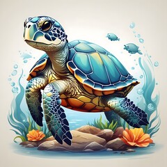 Sea turtle illustration Ai Generative