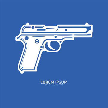 Minimal and abstract logo of gun vector pistol icon weapon silhouette