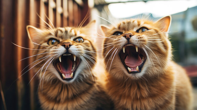 Funny cats singing songs and screaming meow