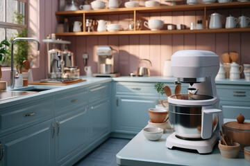 Modern kitchen and home appliances.