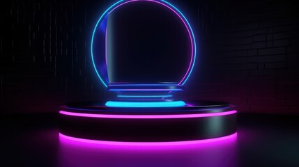 Fototapeta na wymiar Cyberpunk cityscape with neon lights, Neon city imagination. Generative AI.