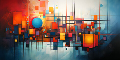 Shapes Dance in a Colorful Symphony, Expressing the Complexity of Abstract Thought