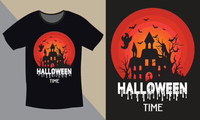 Happy Halloween T-Shirt Design, Halloween T-Shirt Design Print Template 