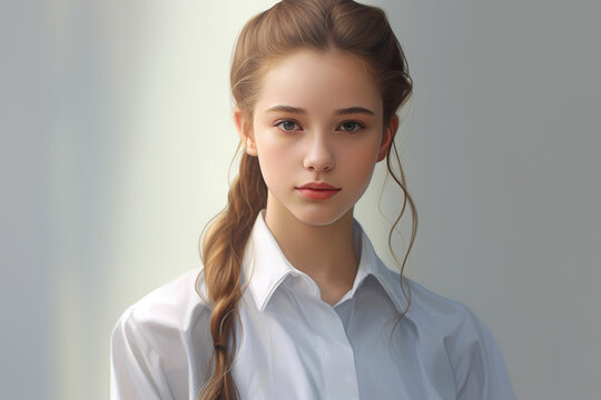 A Painting Of A Girl In A School Uniform