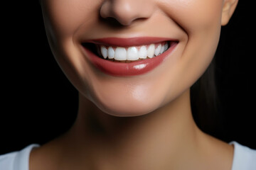 Closeup of woman smile with white healthy teeth