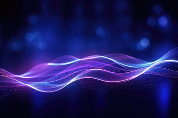 Abstract glowing lines on a dark background with bokeh effect