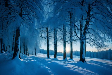 winter schnee baum erkältung landschaft wald road - obrazy, fototapety, plakaty