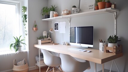 Inspiring office interior design Scandinavian style Home Office featuring Minimalist workspace architecture. Generative AI AIG 31.