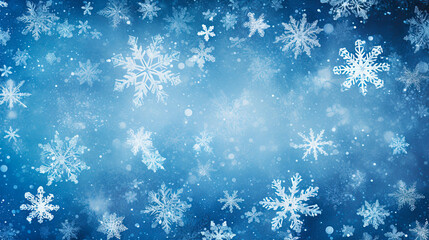 Fototapeta na wymiar Blue Christmas background with snowflakes and place for your text.