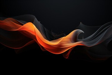 Orange and white color smoke waves isolated on a black background