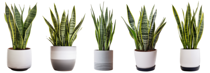 Large house snake plant in modern pot or vase isolated on transparent background generative ai