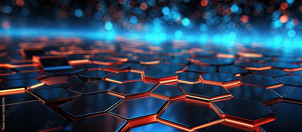 Poster tech shaped hex backdrop model with copyspace for text