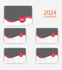 Modern 2024 calendar template new year 2024 desk calendar design