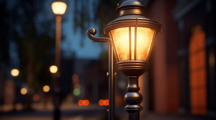 A vintage gas powered street lamp UHD wallpaper Stock Photographic Image - obrazy, fototapety, plakaty