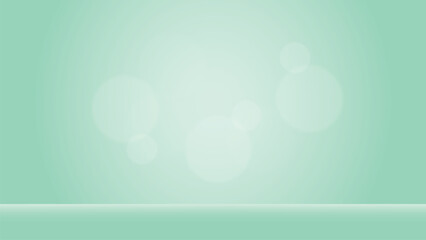 Empty room with white spotlights on green background. Vector illustration.
