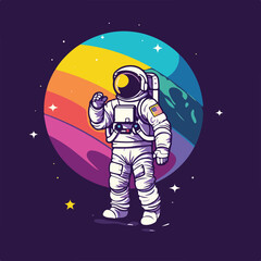 Colorful pop art portrait of astronaut
