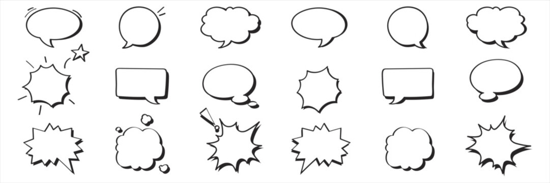 Speech Bubble set. Talk bubble. Cloud speech bubbles collection. Retro empty comic speech bubbles. Vector Illustration