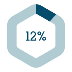 12 percent hexagon shape percentage diagram vector illustration,infographic chart.