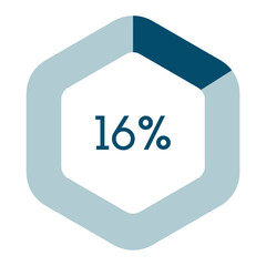 16 percent hexagon shape percentage diagram vector illustration,infographic chart.