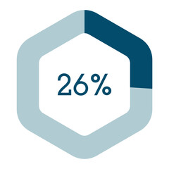 26 percent hexagon shape percentage diagram vector illustration,infographic chart.