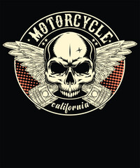 Skull biker riding the motorcycle, gang logo