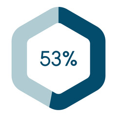 53 percent hexagon shape percentage diagram vector illustration,infographic chart.