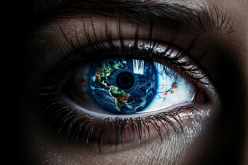 Fototapeta premium a close up of a person's eye with a blue eye