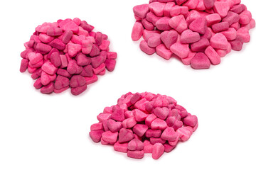 Assorted gummy candies. Top view. Jelly  sweets. Isolated on white.