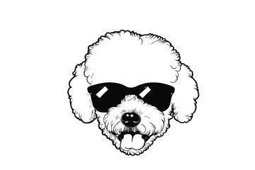 Cool Canine Style: A Vector Illustration of a Cute Bichon Dog Rocking Sunglasses