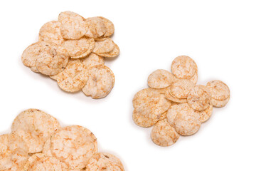 Rice chips isolated on white background.