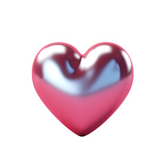 3d heart isolated on transparent background, heart png for social media