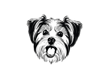 Fluffy Biewer Elegance: A Graceful Vector Portrait of a Biewer Terrier Pup