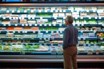 man In Supermarket Buying Groceries Food, AI Generated