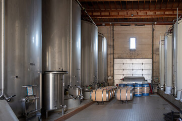 Harvest works in Saint-Emilion wine making region of Bordeaux, picking, sorting with hands,...