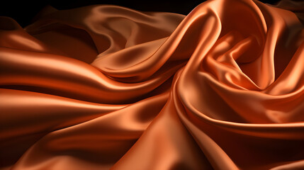 Abstract orange satin background. 3d render, for product presentation, product display, banner background