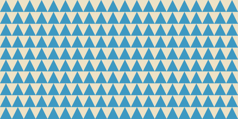 Geometric seamless pattern with triangles, blue beige colours, vector