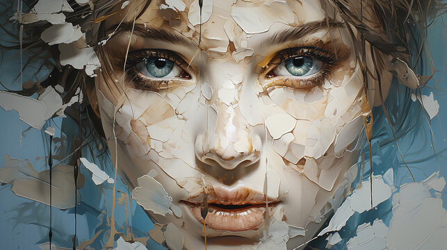 symbolic picture of a woman with split personality in flat vector art illustration style